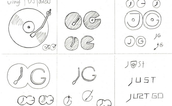 Electronic dance music logo ideas sketch